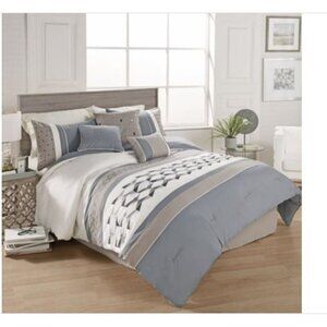 Riverbrook Home Beren 7-Pc. Comforter Set, King - Blue/tan/ivory